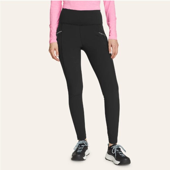 Eddie Bauer Women's Crossover Outdoor Cropped Tights/Leggings Black - Picture 1 of 5